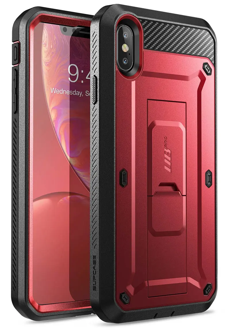 SUPCASE для iPhone Xs Max Case 6," UB Pro Красный цвет полный корпус прочная кобура Чехол со встроенной защитой экрана и подставкой - Цвет: MetallicRed
