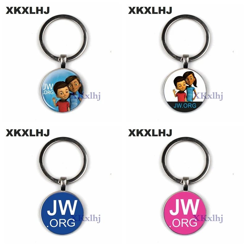 

XKLXHJ JW.org Charm Keychain Pin Jehovah's Witness Art Picture Glass Round Keychain Blue Round Keychain Jewelry Jewelry