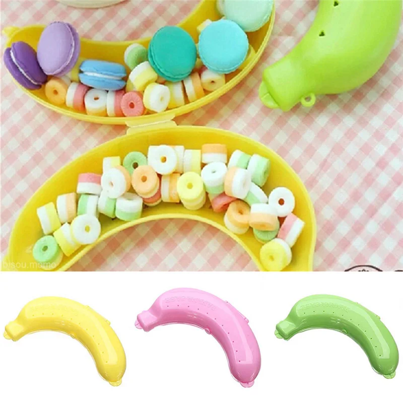3 Colors Fruit Banana Lunch Container Storage Case Protector Box Holder Kitchen Tools Plastic Organizer | Дом и сад