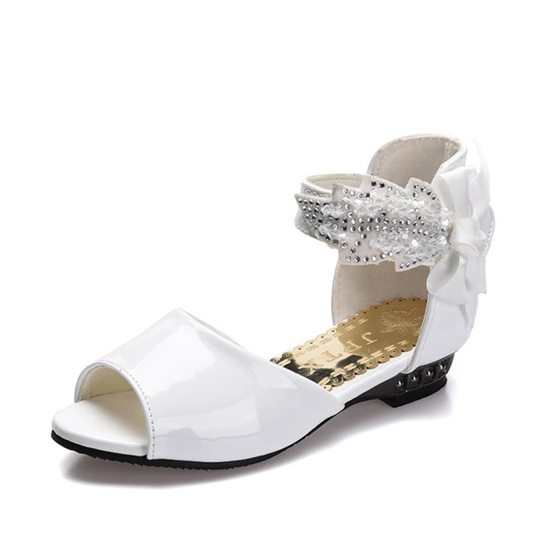 

Spring Summer Baby Girl Princess Shoes Rhinestone Low Heel Big Kids Sandals For Girls PU Leather Wedding Party Shoes TX375