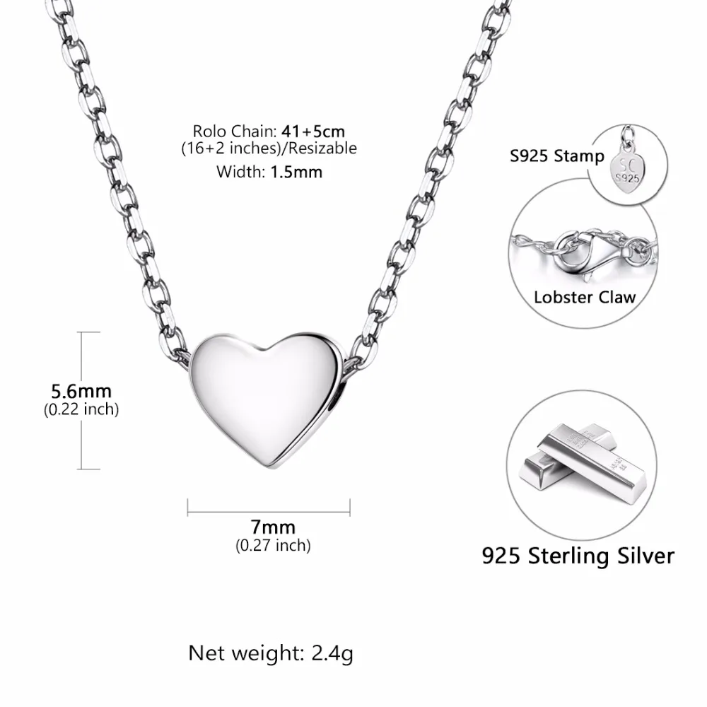 SILVERCUTE 925 пробы серебро Крошечный Сердце Цепочки и ожерелья для Для женщин