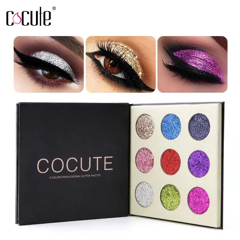 Cocute 9 оттенков блестящие тени для век Палитра Шиммер радужные Косметика