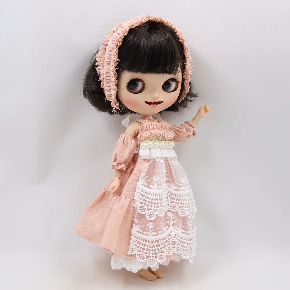 ICY Blyth doll розовое платье с жемчугом нарукавник и повязка на голову винтажные наряды