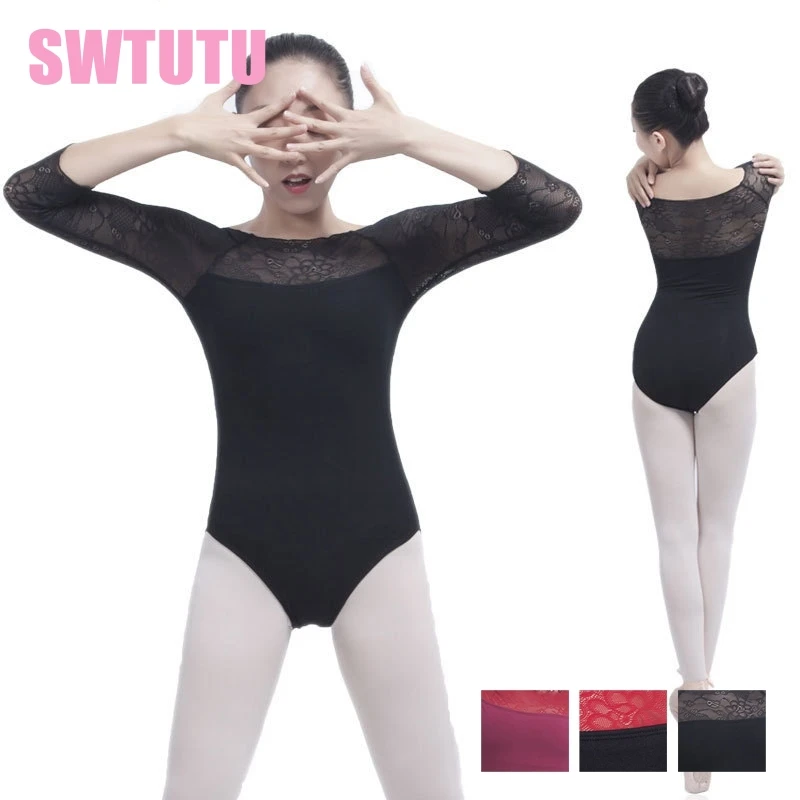 women latest gymnastics dance leotards dancewear girls 3/4 sleeves lace ballet clothes for saleCS0192 | Тематическая одежда и