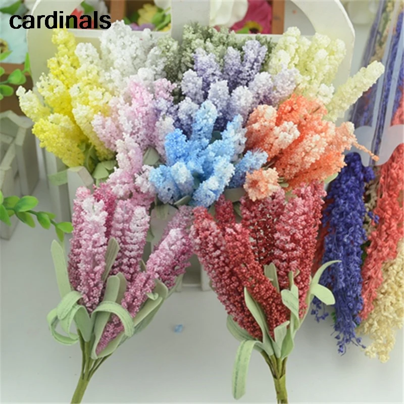 

100pcs/lot Mini PE Rose Lavender Leaves Foam Flower Bouquet Solid Wedding Decoration handmade DIY Wreath scrapbooking Fake Plant