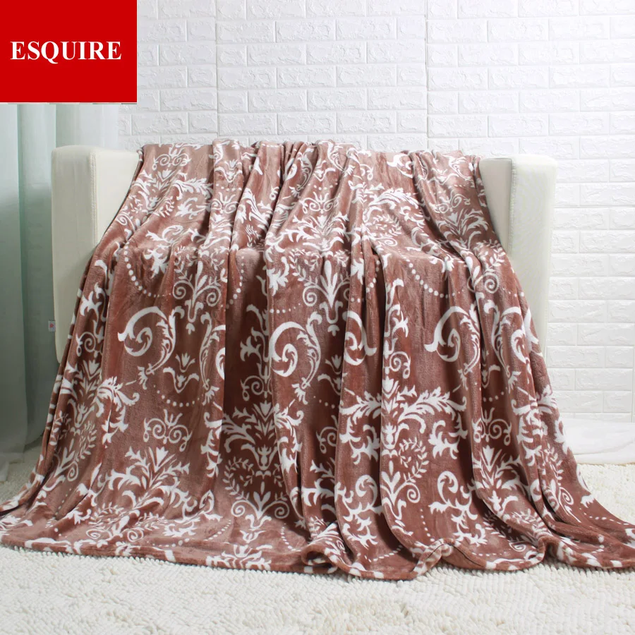 Зимнее одеяло на кровать кофейные цветы мягкие толстые королевские фланелевые