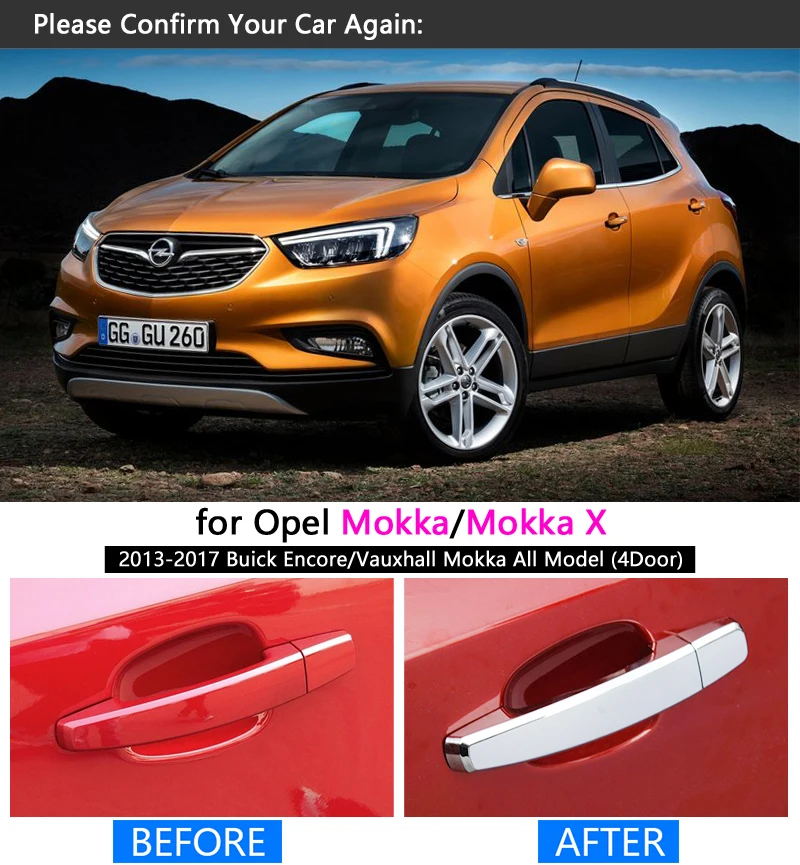 Комплект хромированной обшивки ручки для Opel MOKKA 2013 2017 Mokka X Vauxhall Buick Encore 2014 2015 2016