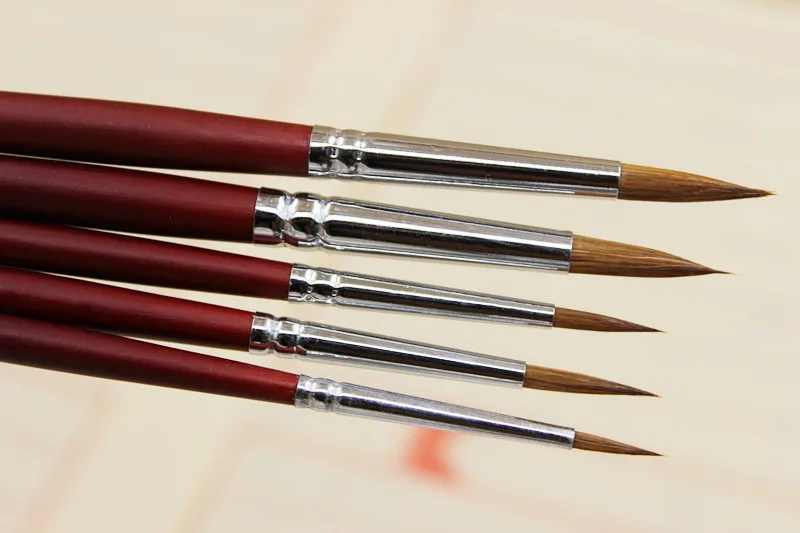 6 pcs high quality Pure wolf tail paintbrush gouache watercolor oil painting brush art supplies dotting pen free shipping | Канцтовары