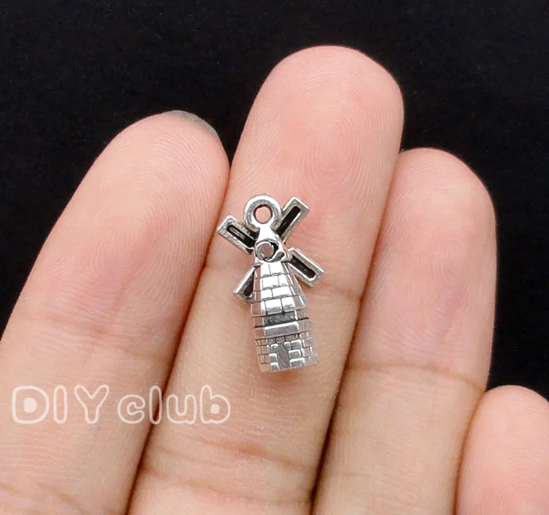 60pcs-Antique серебро 3D подвески в форме мельницы кулон 17x9mm | Украшения и аксессуары