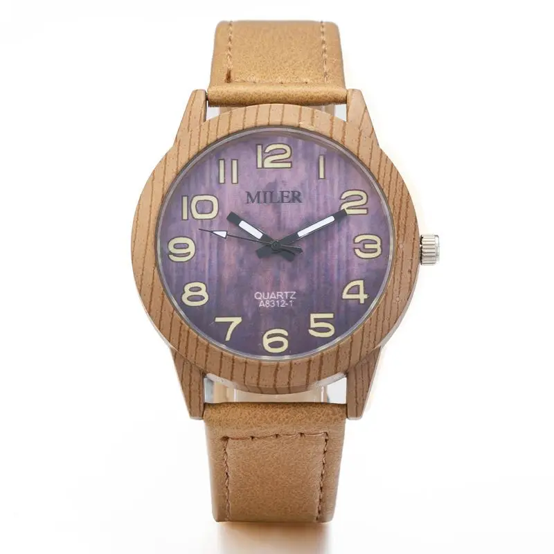 Мужская Новая Мода моделирование Бамбука Деревянный Наручные Часы С Кожа