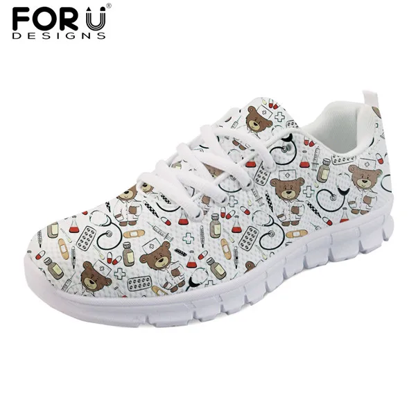 Кеды forudesigns Для женщин на плоской подошве, для медсестры; обувь весна Для женщин Горячая 3D Симпатичные Медсестры с принтом на шнуровке удобная обувь для Женские туфли-лодочки - Цвет: H7460AQ