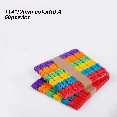 114X10 A Color 50pcs Разные размеры из натурального дерева и красочные деревянные палочки для мороженого для детей DIY ручной работы художественные закладки домашний Декор 50 шт./лот - Цвет: 114X10 A Color 50pcs