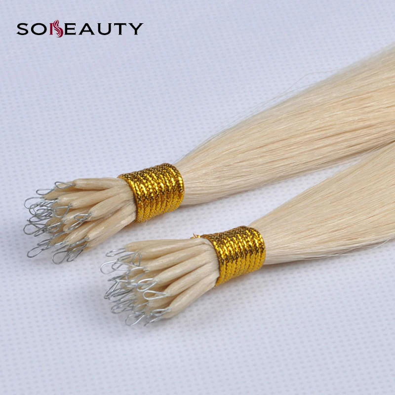 Sobeauty прямые волосы связанные с Nano Tip 0 8 г/шт. цветные блонд Remy человеческие для