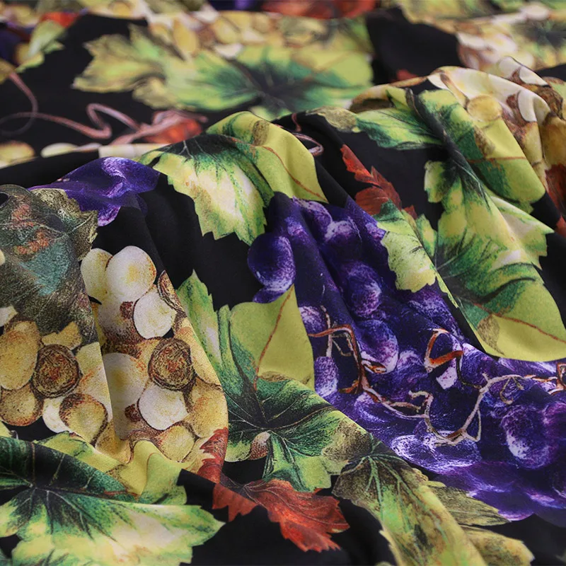 Autumn summer dress soft Cady fabric Purple grape printed color polyester hang tissu women holiday DIY clothing | Дом и сад