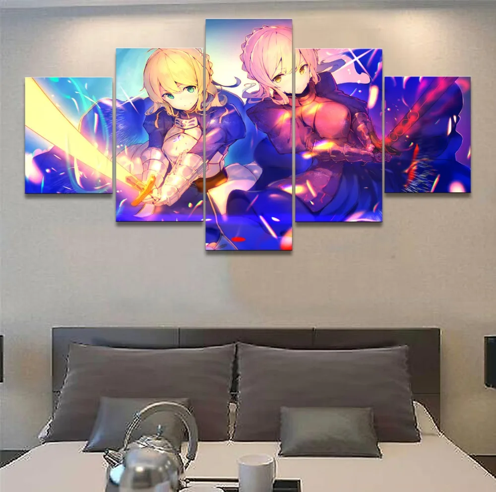 5 Panel Anime Fate Grand Order Sword Woman Warrior Modern Home Wall Decor Picture Art Print Painting On Canvas For Living Room | Дом и сад
