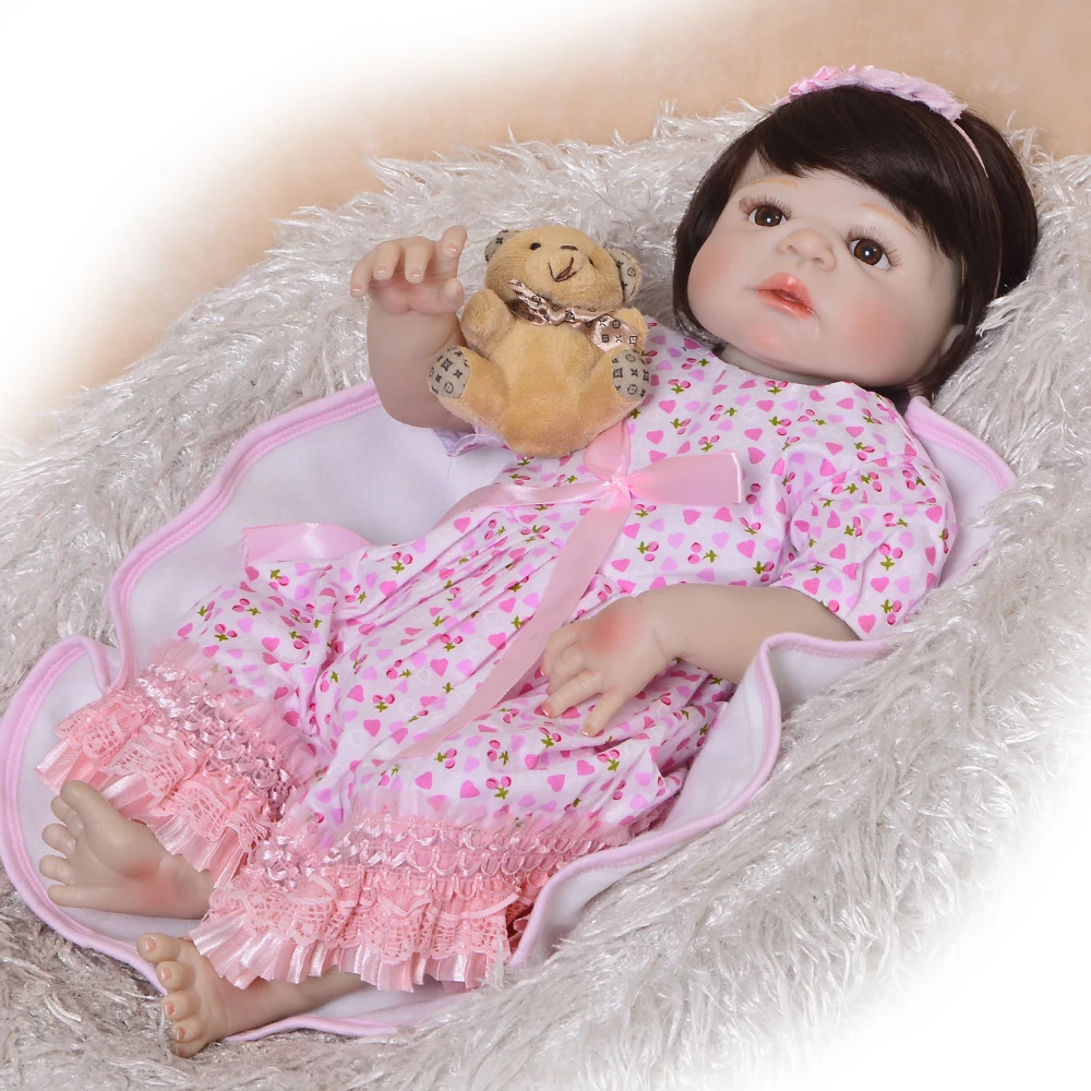 

57cm Realistic silicone Doll Reborn 22 Inch Full Vinyl Bonecas lifelike adorable menina dolls birthday gift bathe brinquedos