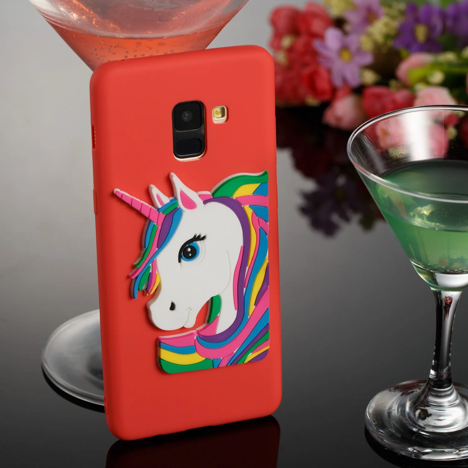 for Samsung Galaxy A8 Plus (2018) Case 3D Painted Pattern Silicone Patch Animal Cartoon Soft TPU Protective Shell Mobile Phone |