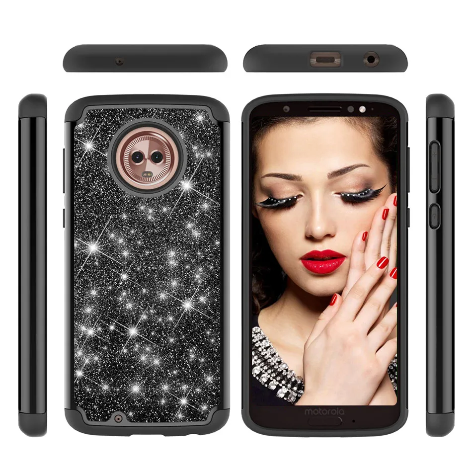 Diamond Case for Motorola Moto G6 Hybrid Silicone+PC Anti break Crystal Glitter Bling Diamonds shockproof mobile phone case |