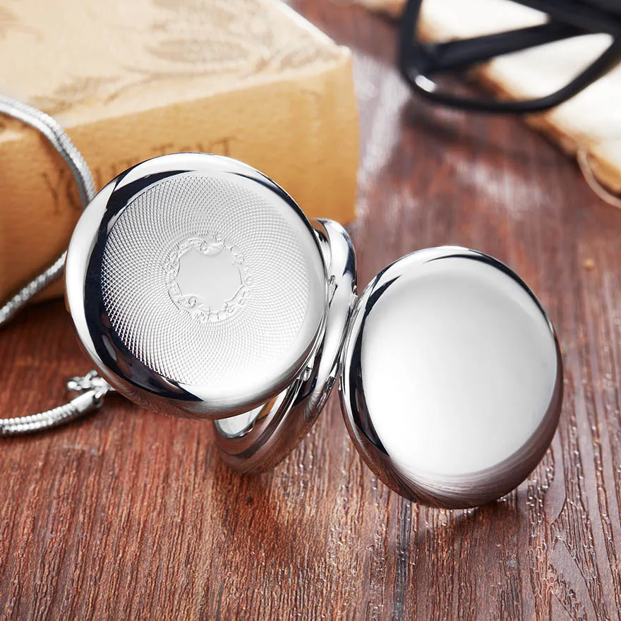 Luxury Sliver Mechanical Pocket Watch Men Women Clock Skeleton Dial Flip Golden Color Double Dual Case Copper FOB Chain Watches