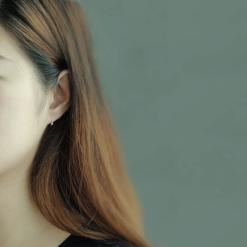 Маленькие круглые серьги ручной работы Женская Сережка-гвоздик s925 pure sv