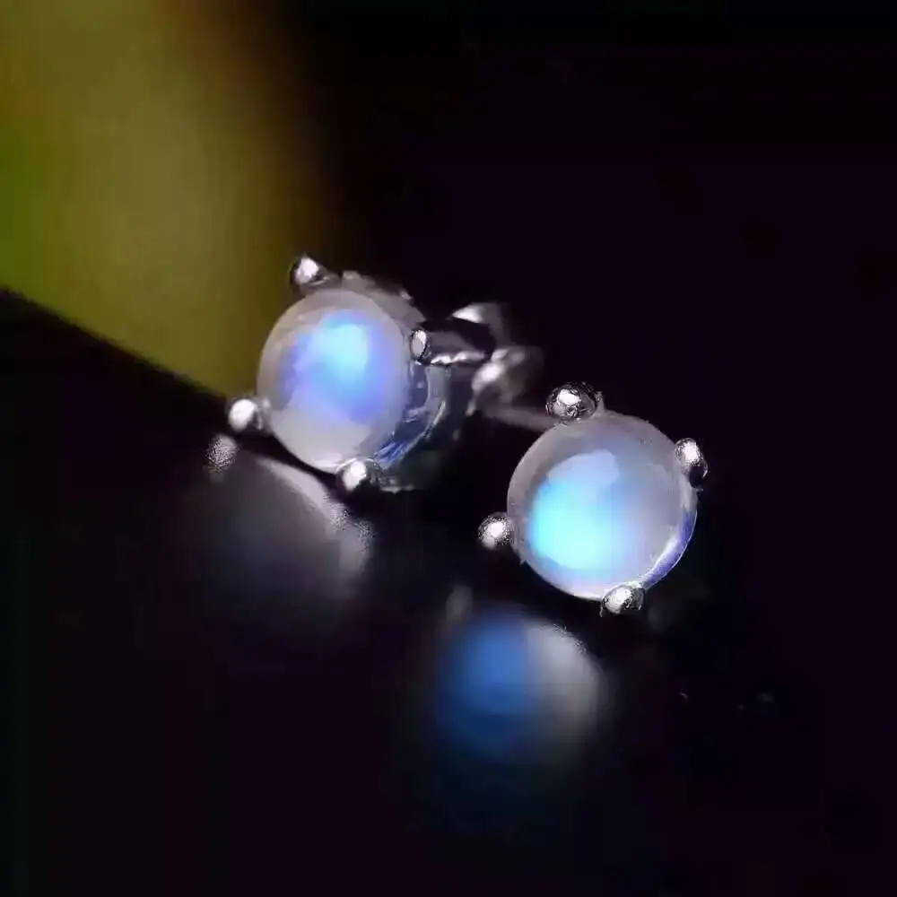 Серьги-пусеты из натурального камня 925 пробы Женские Классические Элегантные