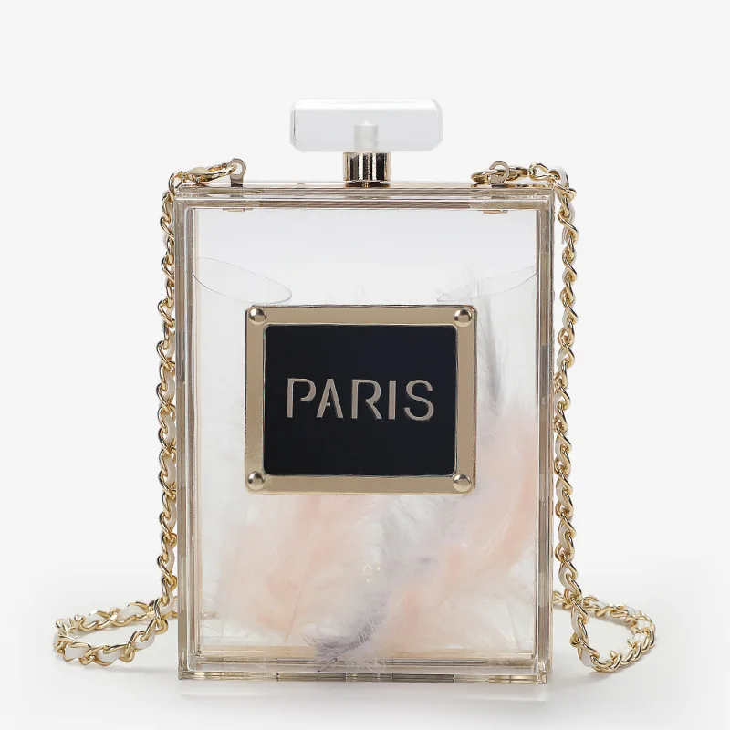 JIULIN dinner personality bag 2019 fashion transparent water bottle single shoulder slant chain acrylic hand tide | Багаж и сумки