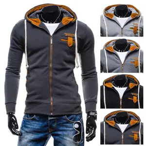 Мужская толстовка с длинным рукавом Zogaa, повседневная однотонная толстовка на молнии с длинным рукавом, осень 2019