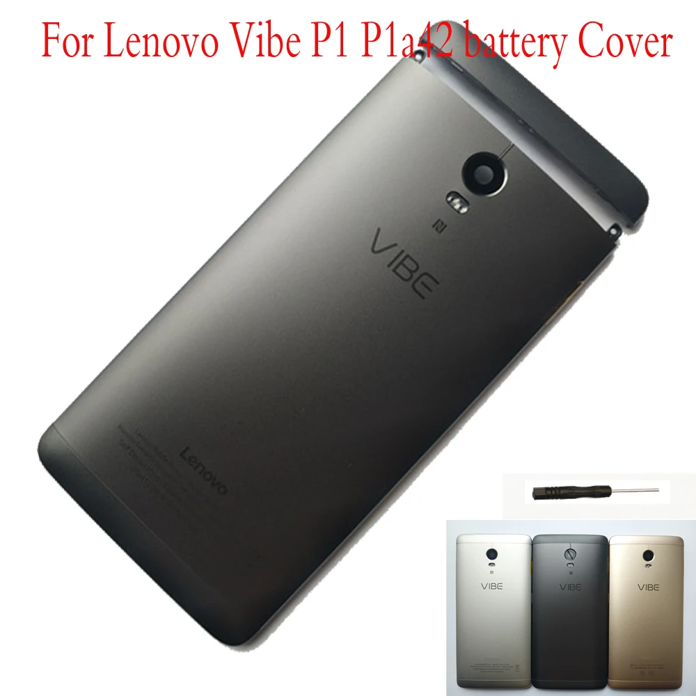 Replacement Battery Door Housing For Lenovo Vibe P1 P1A42  P1c72 P1c58 Battery Cover With Side Buttons + Camera Lens
