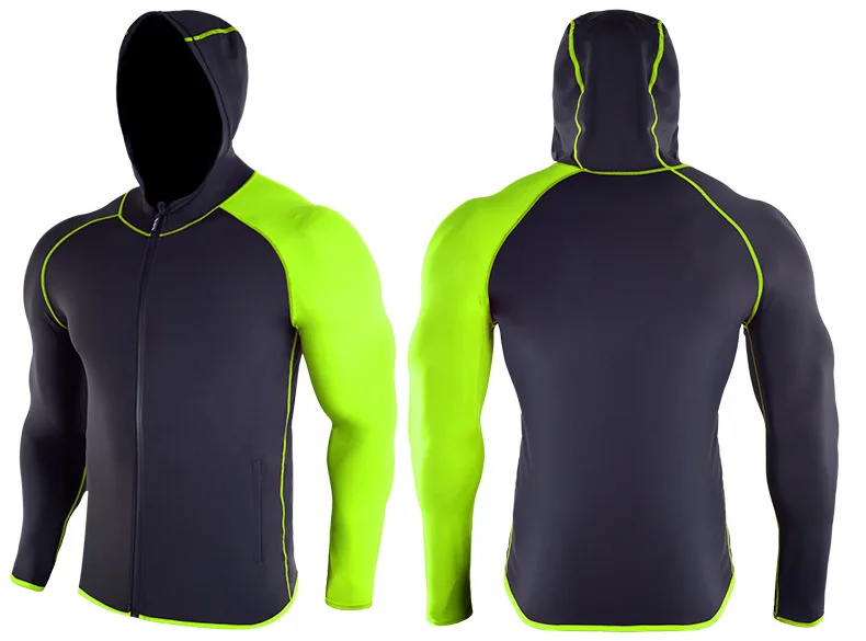 Black-Green Спортивная Толстовка для мужчин куртка для бодибилдинга тренировочная одежда Sudaderas Para Hombre Спортивная кофта для бега спортивная куртка толстовка блузка - Цвет: Black-Green