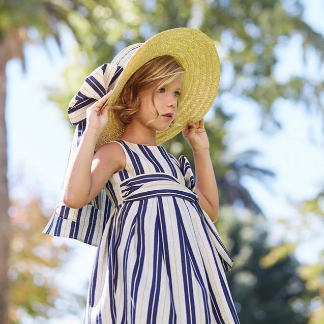 Pudcoco Summer Striped Baby Girl Dress Kids Party Pageant Prom Robe Sleeveless Bowknot Sundress Clothes Outfits | Детская одежда и