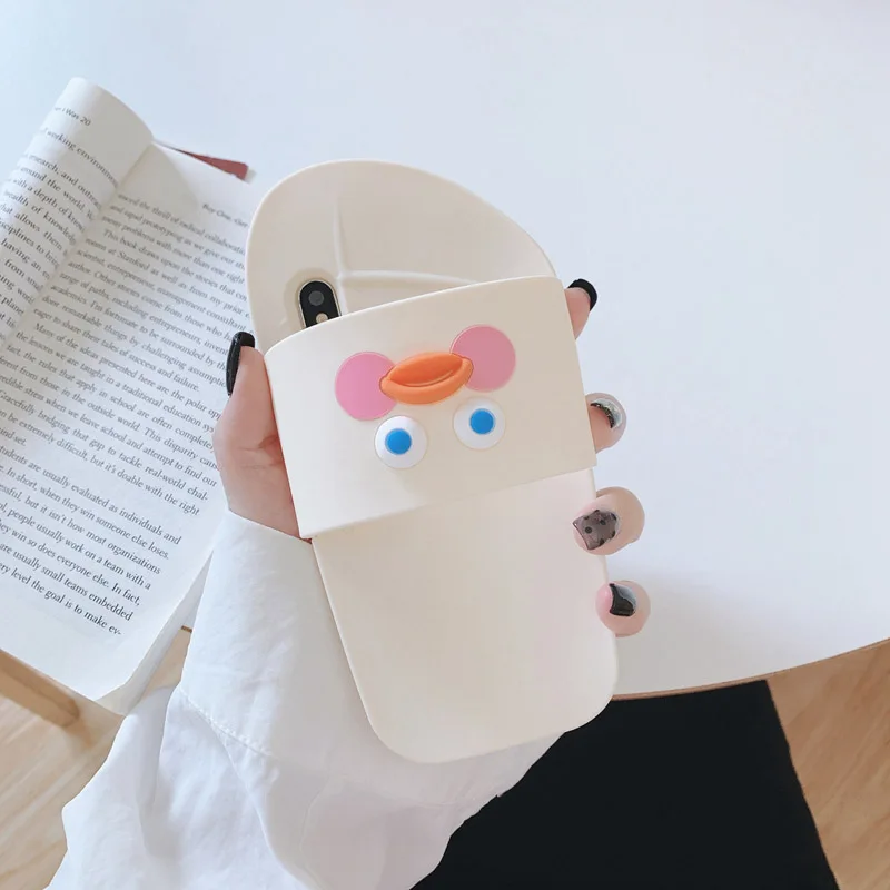 Забавные тапочки обувь чехол для телефона для iphone X XR XS Max чехол для iphone 7 8 plus 6 6s чехол милый утка Мягкий силиконовый чехол s Capa