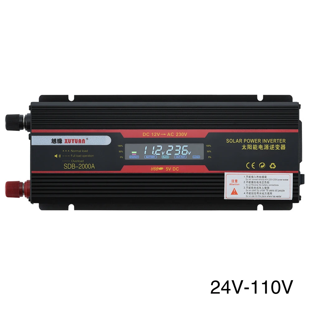 6000W Voltage Trucks Indicator Lamp LCD Display Convertor USB Universal Socket Black Car Inverter Transformer Modified Sine Wave |