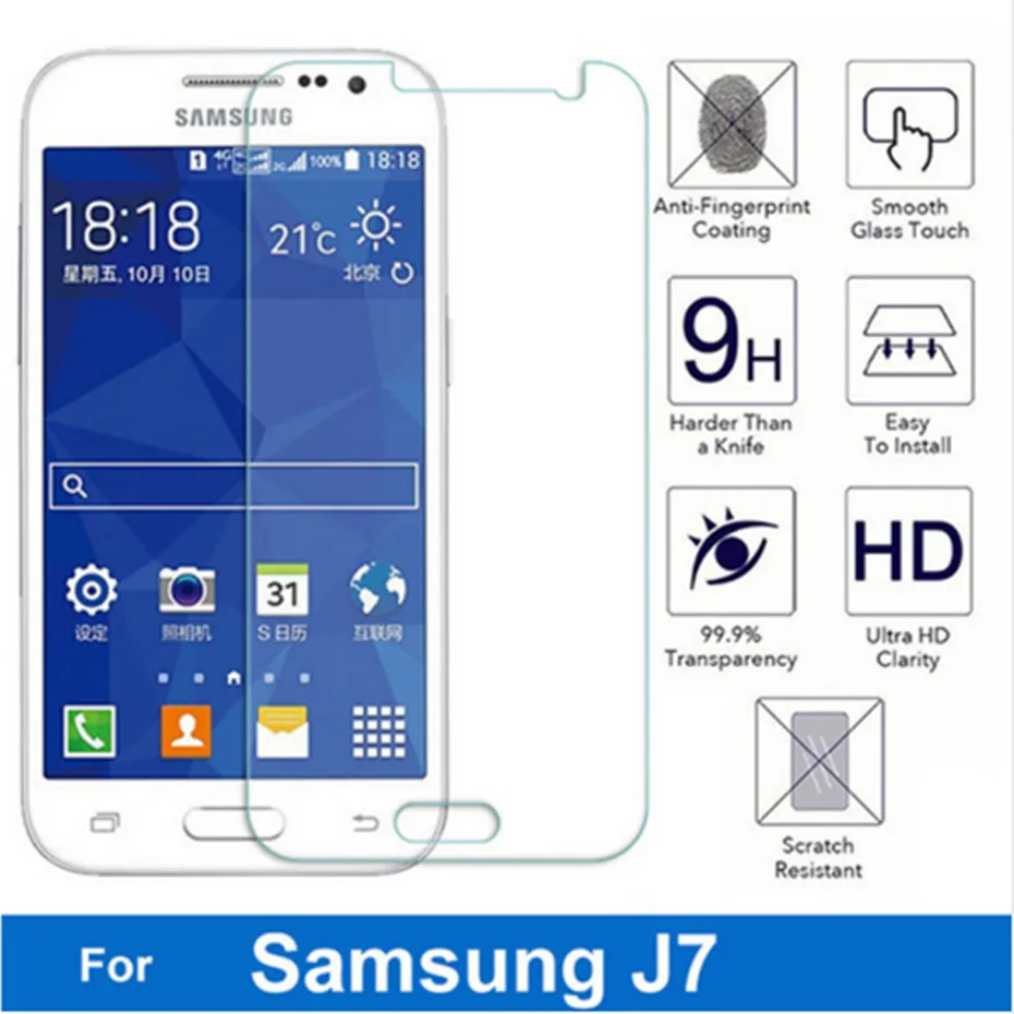 Ультратонкое защитное стекло 9H для Samsung GALAXY J7 J700 закаленное на Duos Lte J700F J700H J700M |