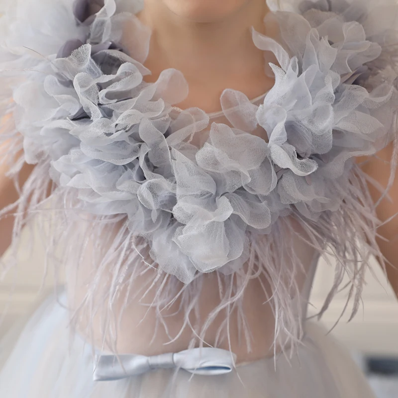 Royal Princess Dress Appliques Ball Gown Wedding Party Kids Pageant Dresses Luxury Girls Holy Communion Long Trailing D162 | Детская