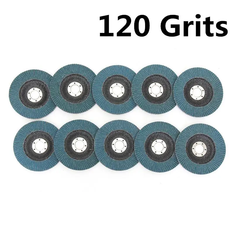120 GRIT 10 штук в упаковке профессиональная Лепестковые диски 125 мм 5 дюймов шлифовальные диски 40/60/80/120 Грит абразивные диски лезвия для угловая шлифовальная машина - Цвет: 120 GRIT