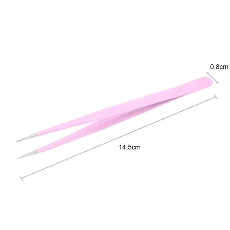 Розовый Пинцет для ресниц из нержавеющей стали пинцет наращивания с прямым