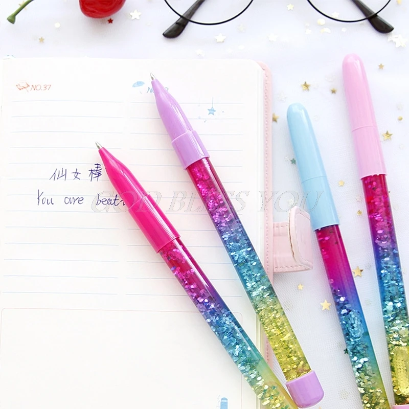 Милая 0 7 мм Радужная цветная сказочная ручка Дрифт песок блестящая Хрустальная