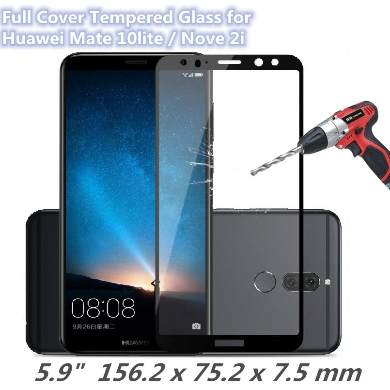 Полное покрытие закаленное Стекло для huawei Коврики 10 lite/Nove 2i Экран Защитная пленка