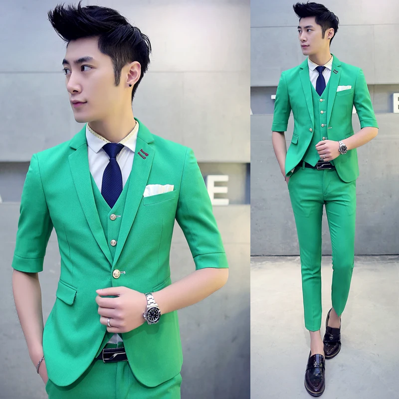 Разноцветный мужской костюм с коротким рукавом Модный летний для свадьбы