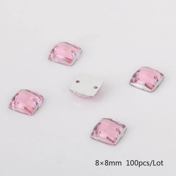 Pink Круглые/квадратные/в форме конского глаза Хрустальные акриловые бусины с плоской задней стороной две бусины с отверстиями для самостоятельного изготовления ювелирных изделий Аксессуары для рукоделия - Цвет: Pink