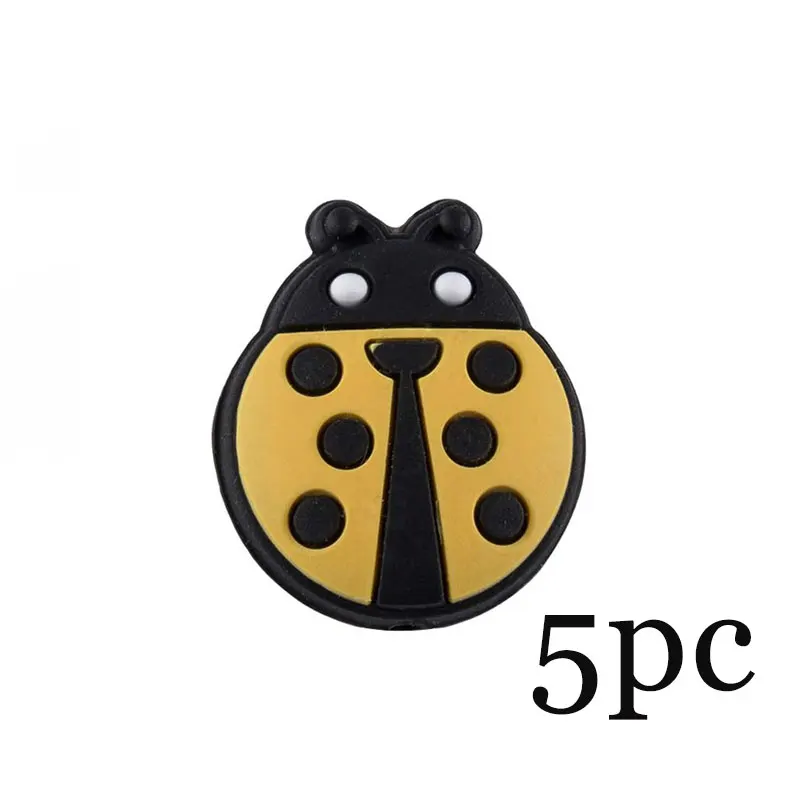 5pc Ladybug Yellow Силиконовый Прорезыватель животных Детский Прорезыватель грызунов BPA Бесплатно Детские Прорезыватели для зубов DIY пустышка цепь силиконовые бусины для младенцев Товары для малышей игрушки - Цвет: 5pc Ladybug Yellow