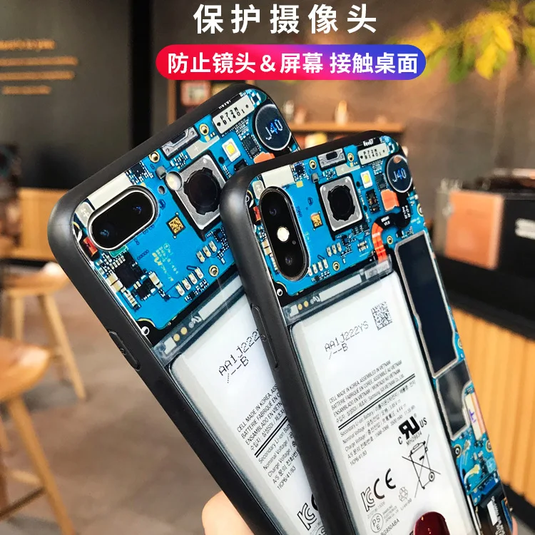 Чехол из закаленного стекла для iPhone X, XR, XS, Max, 7, 8 Plus, художественный защитный чехол, чехол для APPLE i Pone, 6, 6 S, глянцевые жесткие чехлы
