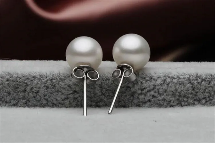 Real 925 Sterling Silver High Quality Luster Natural Pearl Stud Earrigns For Women Lady Sterling-Silver-Jewelry Pendientes L032 | Украшения