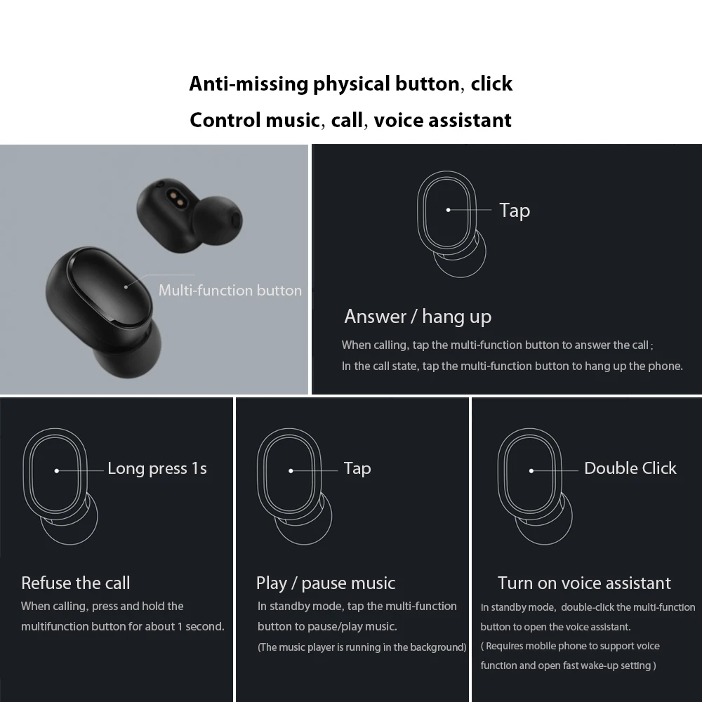 Xiaomi Redmi AirDots Беспроводные наушники Bluetooth 5,0 наушники 3D стерео звук гарнитура двойной микрофон Google голосовой помощник