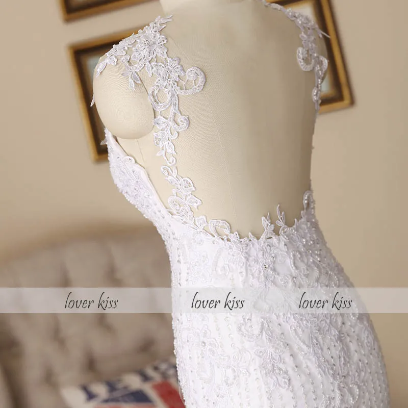Lover Kiss robe de mariee Роскошные кружевные свадебные платья русалки платья для женщин Свадебные платья с жемчугом прозрачные платья de novia