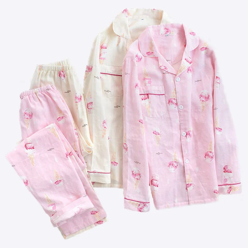 Новинка 2021 Женский пижамный комплект с принтом мороженого женская одежда для сна