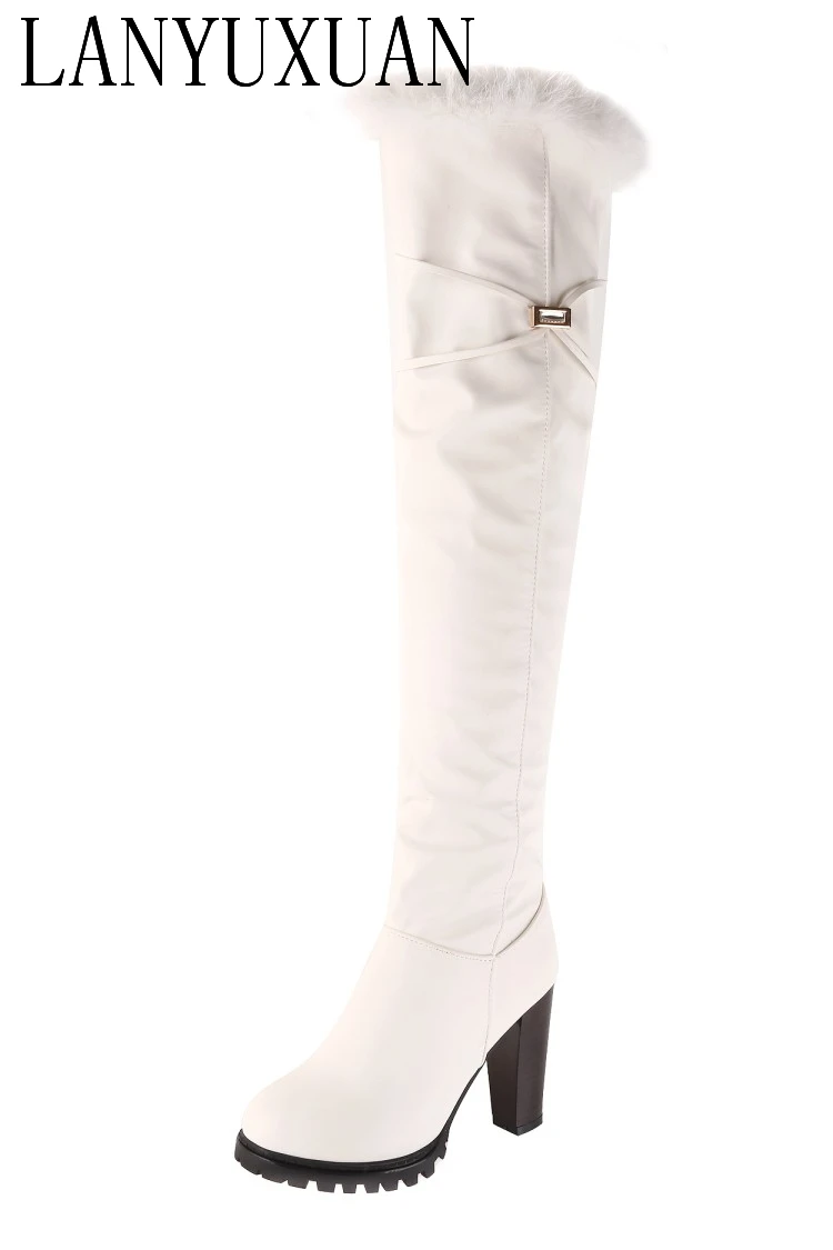 

2017 Winter New High Heel Boots Leisure Elegant Heels Sexy Women Shoes warm snow Boots Round Toe Thin Heel Leather Boots T703-6