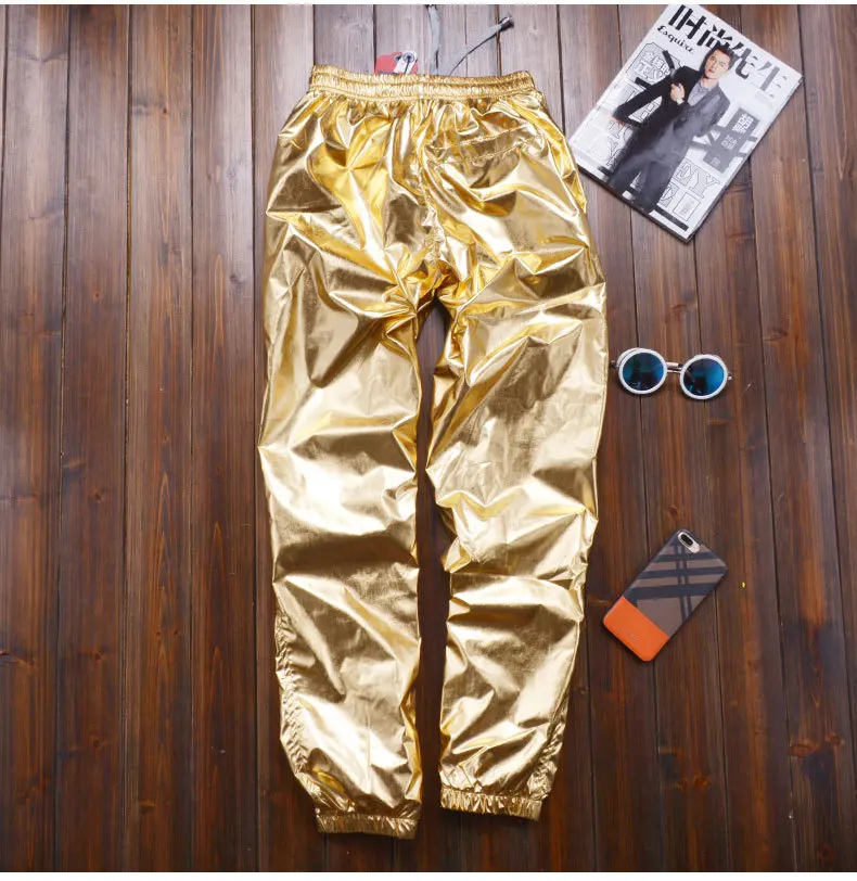 Plus size 8XL Spring Women Loose Silver Harem Pants Female Casual Shiny jogger sweatpants Women Motorcycle Metallic trousers