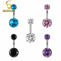g23titan stainless steel belly rings 14g two round crystal heads 12mm long belly botton piercing barbell body jewelry