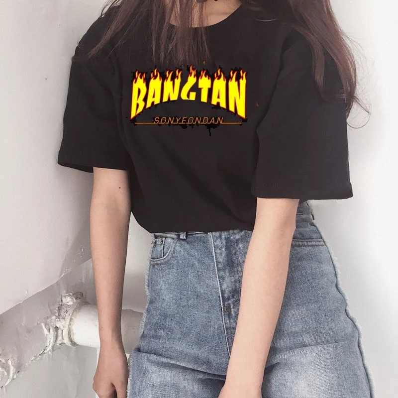 

Fashionshow-JF Flame Graphic Tee 2019 New Summer Fashion Cotton Casual T-shirt 90s Fashion Funny T-Shirt Short Sleeves Cool